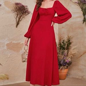 Lantern sleeve maxi dress